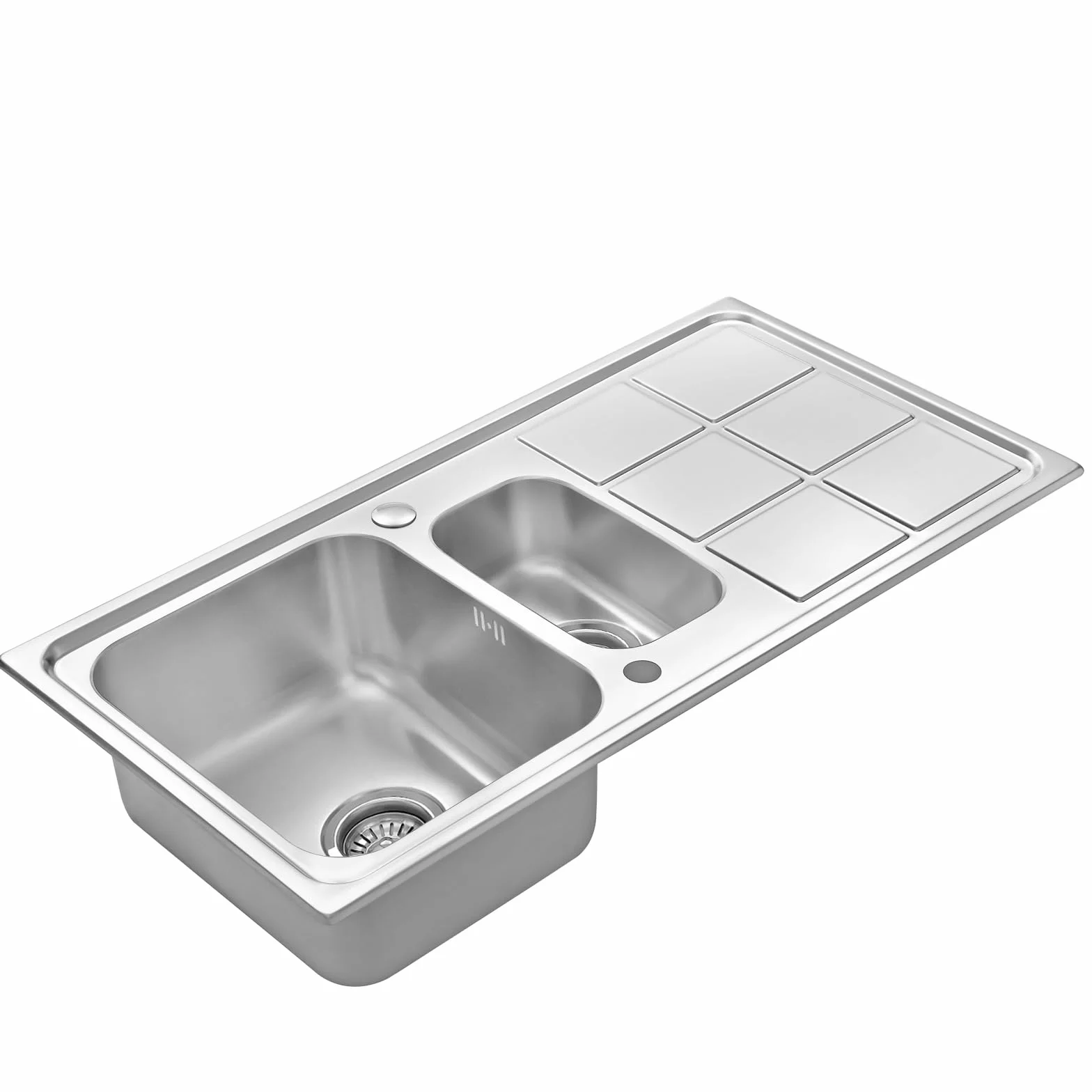 JASSFERRY Edelstahl Küchenspüle 1.5 Becken 970 x 500 mm, Reversibel Einbauspüle mit Siphon-Ablauf und Überlaufgarnitur