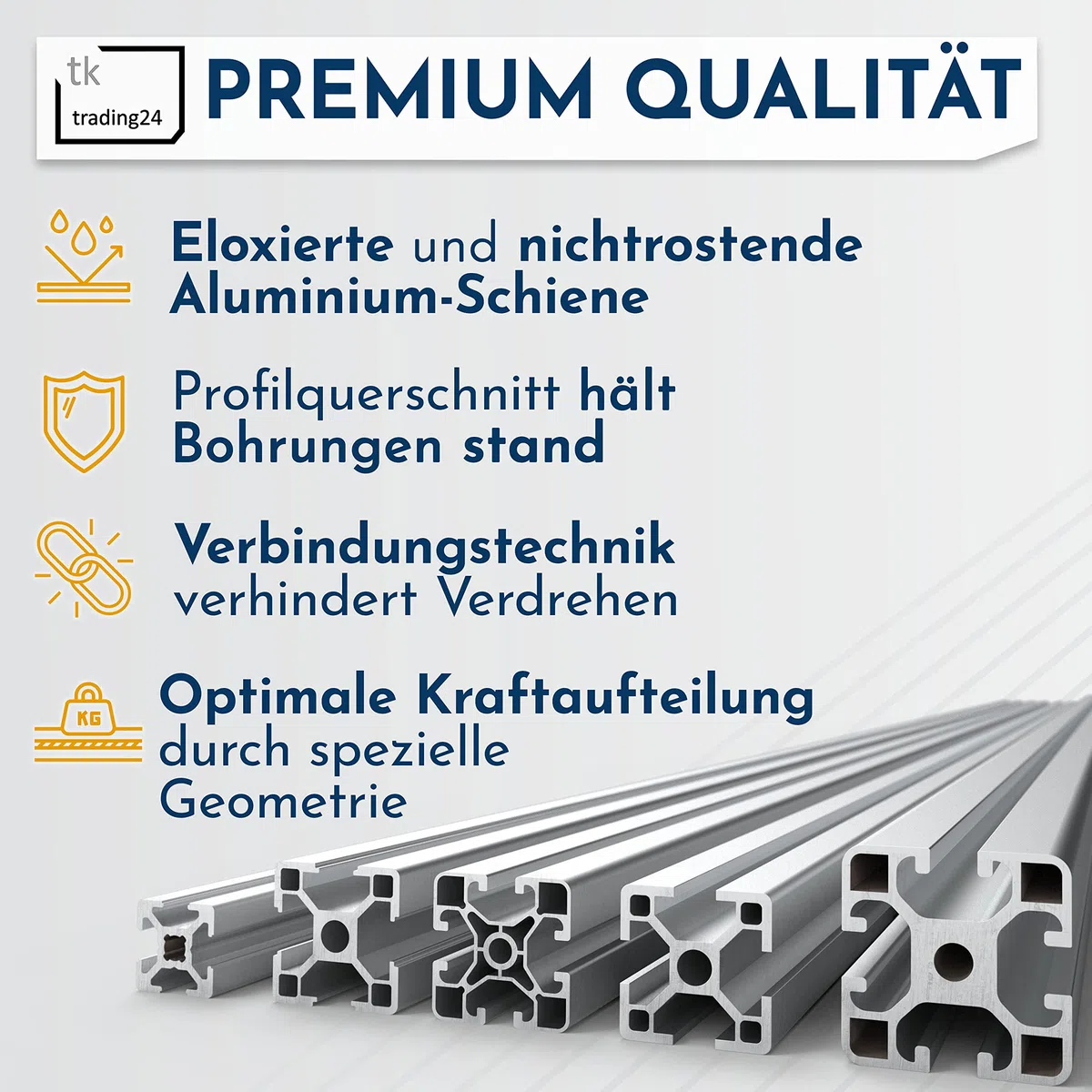 KLAK 30 - Aluprofil 6 Stück 30x30mm 2m System-, Konstruktionsprofil Nut 8