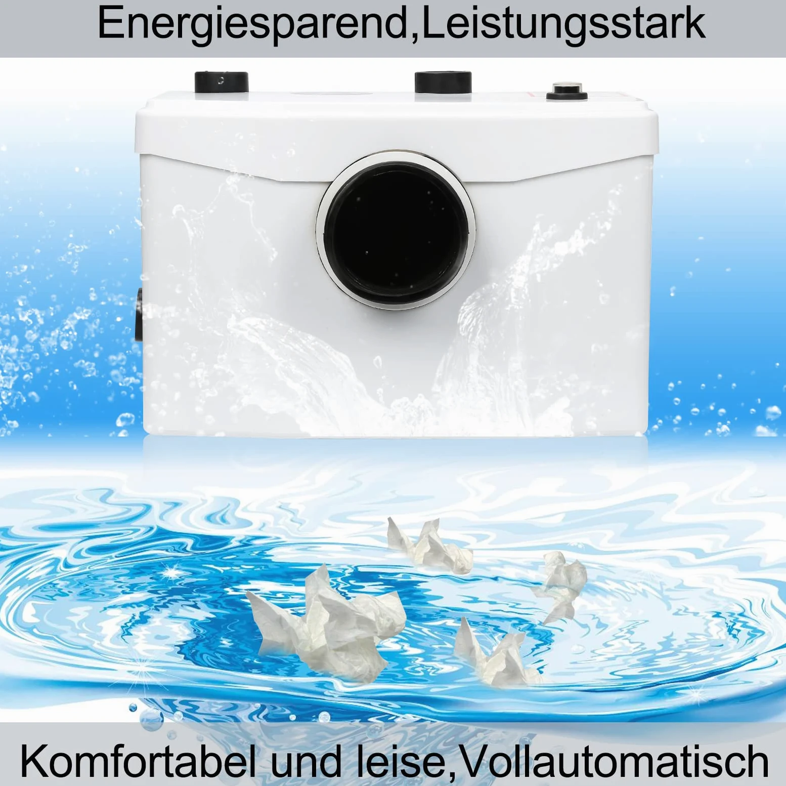 Fiqops Hebeanlage Waschmaschine, 700W 190 L/min Schmutzwasserpumpen, Fäkalienpumpe mit 4 Einlässe, Haushaltspumpe für Dusche Badewannen Waschbecken Waschmaschine Spülmaschinen