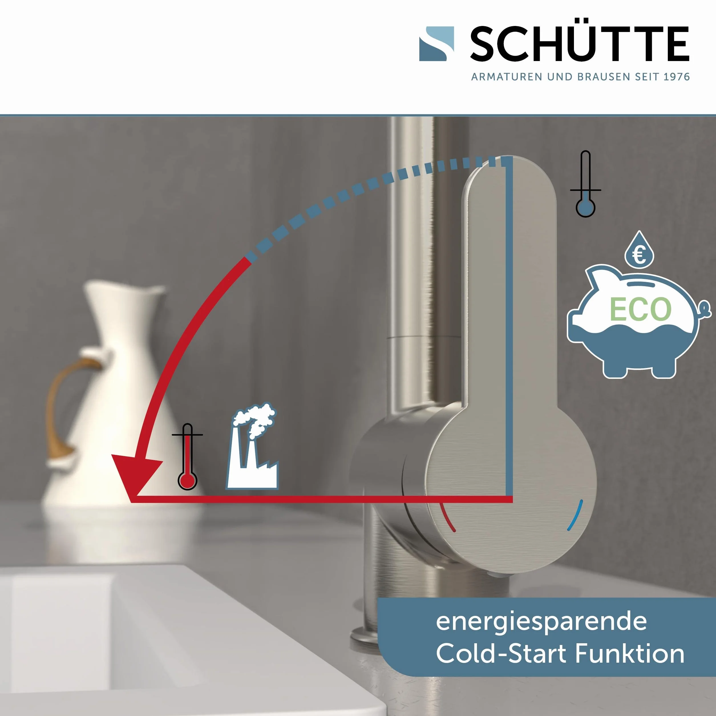 SCHÜTTE LONDON Küchenarmatur mit ausziehbarer Geschirrbrause, 360 Grad schwenkbarer Wasserhahn für die Küche, Mischbatterie mit Einhebelmischer, Spültischarmatur Edelstahloptik, Edelstahl, 29,8 cm