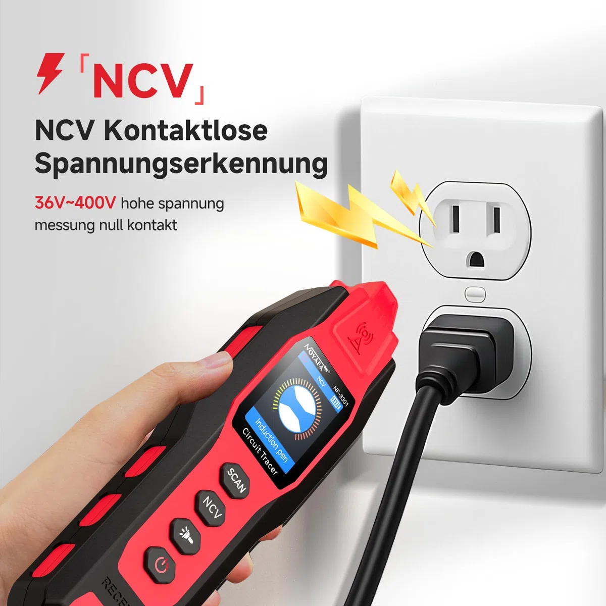 NOYAFA NF-8301 Kabelsuchgerät & Leitungssucher mit Digitalmultimeter, Unterirdischer Kabeldetektor, 8 Stufige Empfindlichkeit, Circuit Tracer für Wand, Sicherungs & Bewässerungskabel