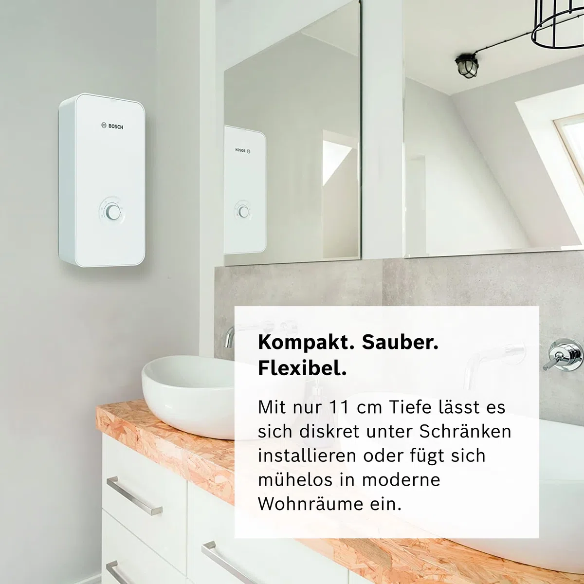 Bosch elektronisch geregelter Durchlauferhitzer Tronic Comfort Plus 21/24/27 kW - Umschaltbar, druckfest, stufenlose Temperaturwahl, moderne Glas-Optik, weiß [Energieklasse A]