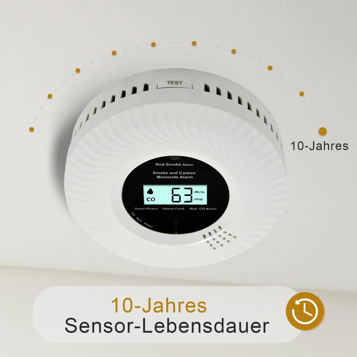 Kohlenmonoxid-Rauchwarnmelder, Kohlenmonoxid-Rauchwarnmelder mit Sprachalarm, 10 Jahre Batterielebensdauer, Zertifiziert nach den Normen EN14604 & EN50291(inkl. Batterie) (Getrennt 2pack)