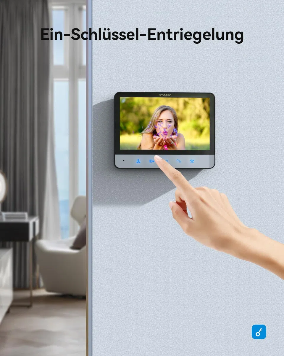 TMEZON Video Türsprechanlage 4-Draht,Türsprechanlage mit Kamera,7" Monitor mit kabelgebundener Türklingel, Nachtsichtgerät,Live-Ansicht und Konversation,Entsperren durch Monitor,16 Klingeltöne