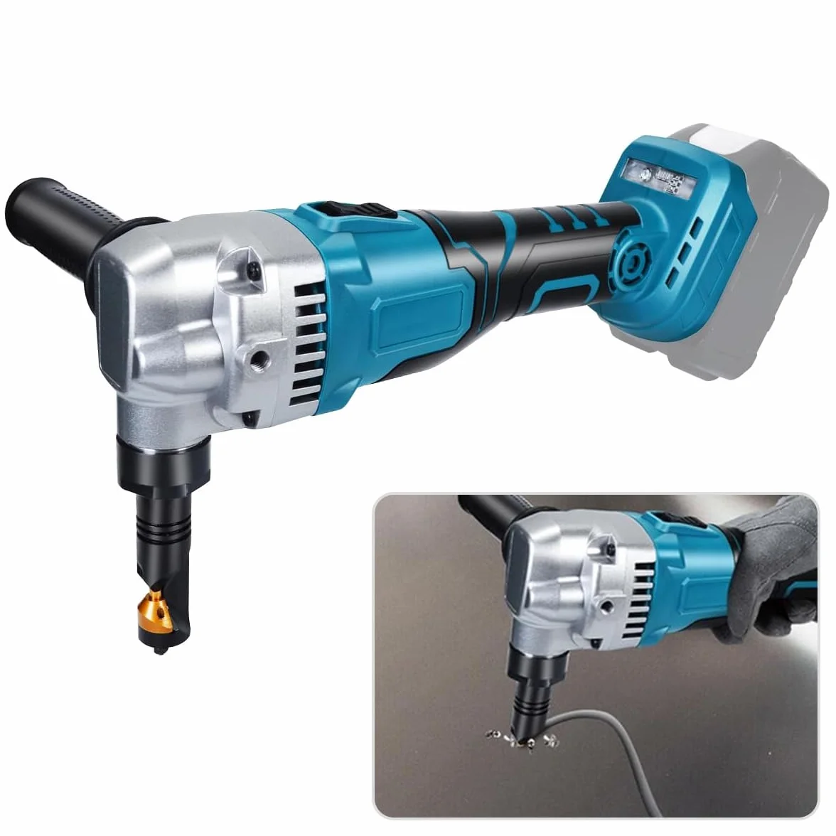 Blechknabber Kompatibel mit Makita 18v Akku, 360° Drehbarer Knabberkopf, 3 Geschwindigkeiten Einstellbar Knabber, Metallschere Blechknabber Zum Schneiden Von Edelstahl, Aluminium
