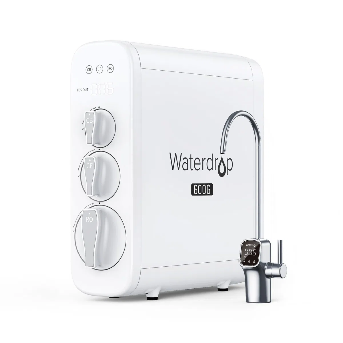 Waterdrop G3P600 Umkehrosmoseanlage, 600 GPD, 8000 Liters, Entkalkungsanlage RO System unter der Spüle, Reduziert TDS, 2:1 Rein zum Abfluss, Intelligenter LED-Wasserhahn