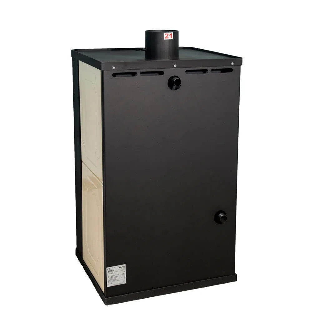Prity S3 W21 Holzofen für Zentralheizung, Festbrennstoffofen, 5,0 kg, Beige/Schwarz