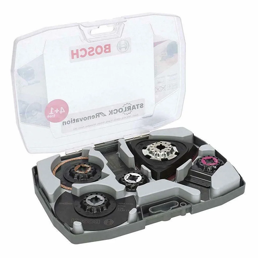 Bosch 5 tlg. Starlock Multitool Set für Renovierungsarbeiten (für Holz, Metall, Multimaterial und abrasive Materialien, Sägen und Schleifen, Professional Zubehör Multifunktionswerkzeug)
