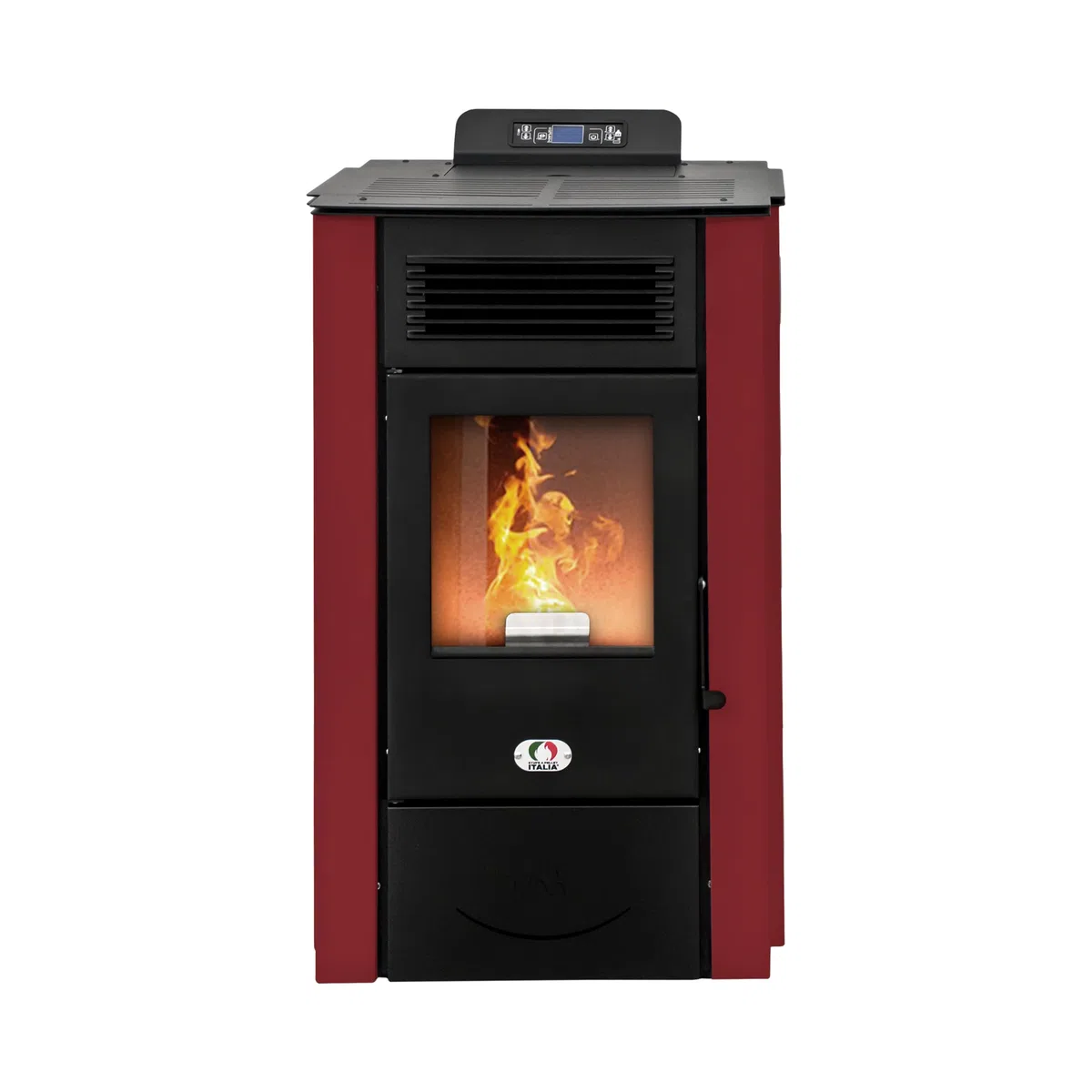 STUFE A PELLET ITALIA Colorado 15 KW | Pelletöfen Effizienz 92% Heizt 140m² Autonomie 15 Std. Programmierbar 5 Geschwindigkeiten und Leistungsstufen 24 Monate Garantie Rot
