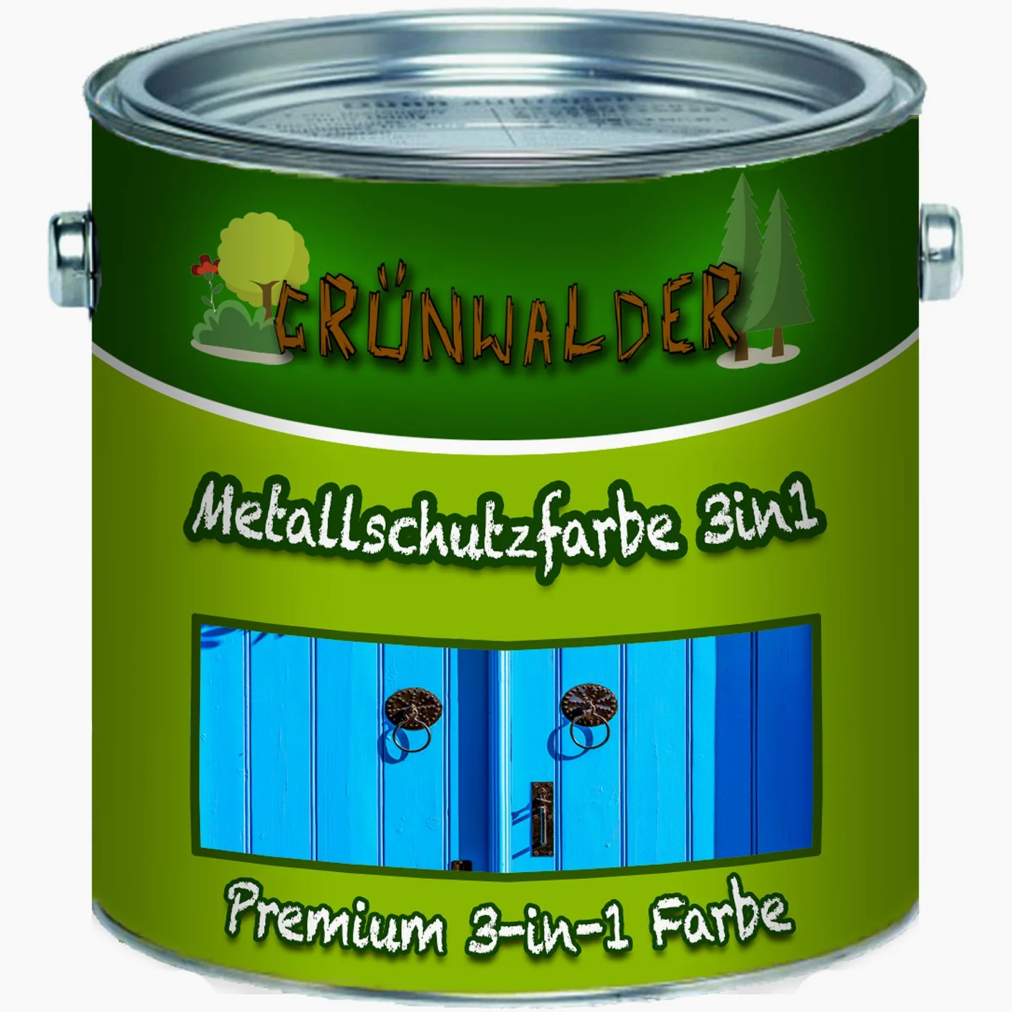 Grünwalder Metallschutzfarbe 3in1 premium Metallschutzlack 3-in-1 effektiver Schutzanstrich auf metallischen Untergründen, wie Eisen, Stahl, Aluminium, Zink und Metall (5 L, Lichtgrau (RAL 7035))