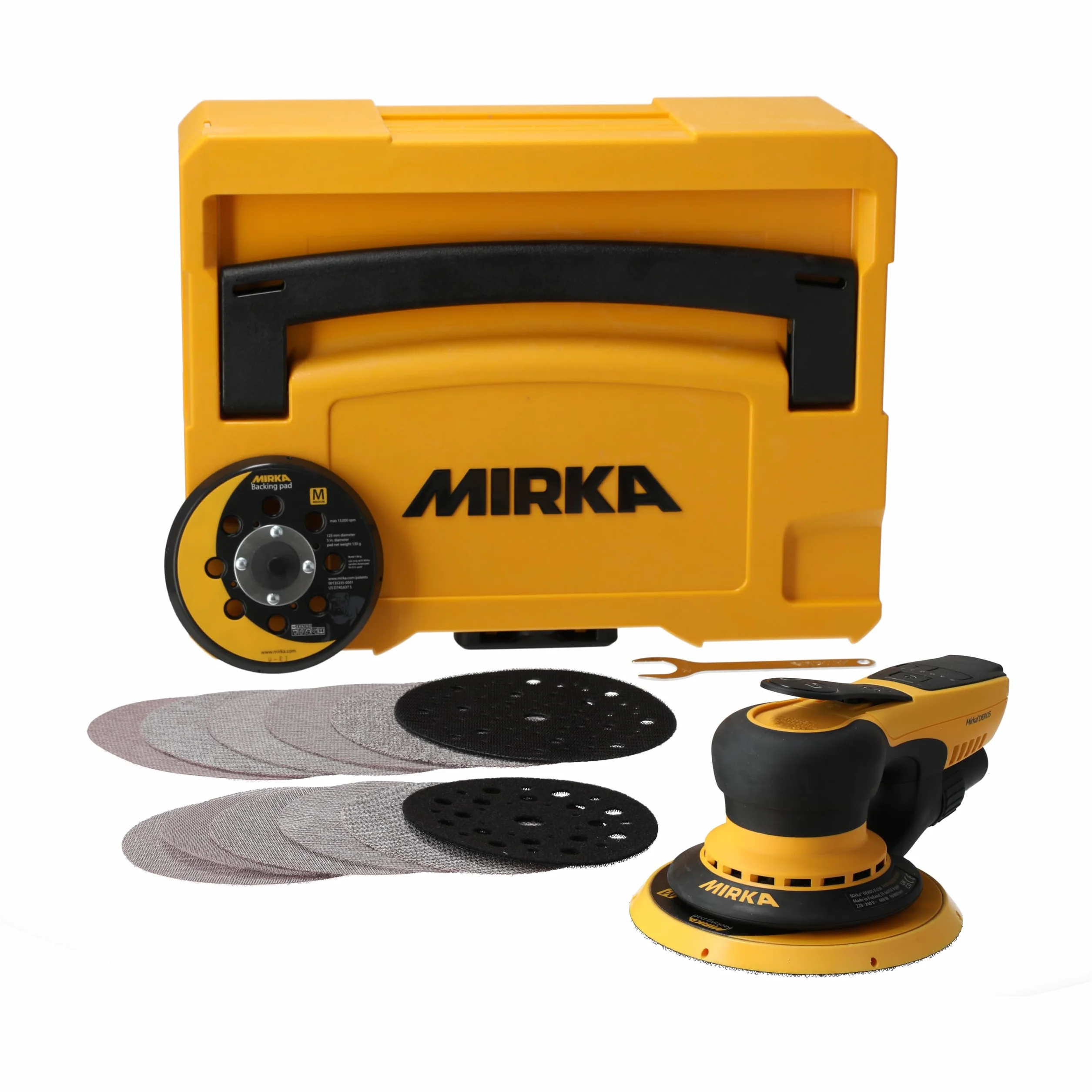 Mirka DEROS II 5650 Exzenter-Schleifer Schleifmaschine mit Absaugung für Ø 125 & 150mm Schleifpapier / 5,0mm Hub Maschine für staubfreies Schleifen von Holz, Trockenbau & Metall / MID5650404CA
