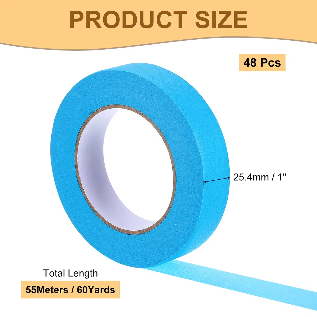 Abdeckband Hellblau 1" x60 Yards 48 Rollen | Malerband Papierband Für Basteln DIY Wände Malen Verpacken Automobil Heimdekoration Unterricht