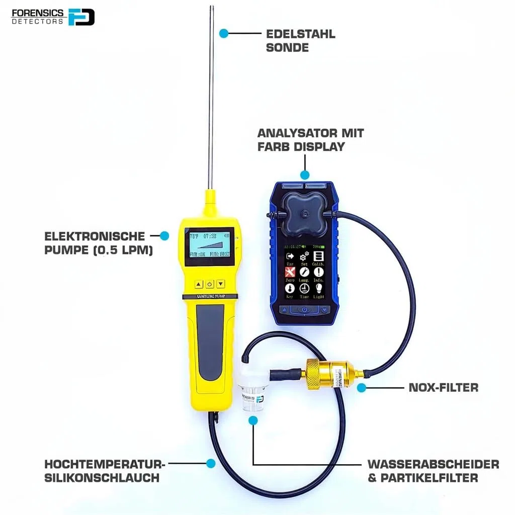 Abgasanalysator (Flue Gas) | CO, O2, COAF Und EA | Wasserfalle, Partikelfilter Und NOx-Filter | Kalibrierzertifikat EU | FD-4S-FLUE