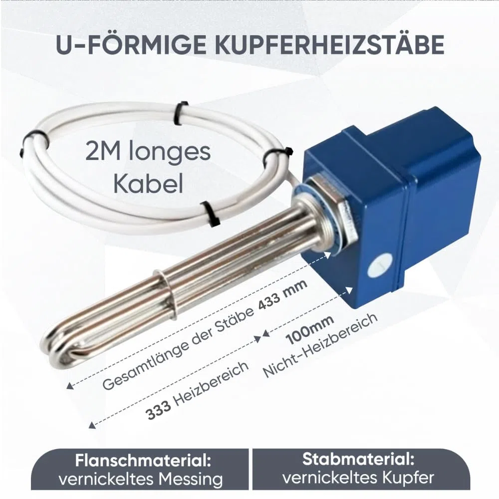 TRG 11 Heizstab - Heizpatrone mit Thermostat, 1 1/2 Zoll (G6/4) Gewinde, 4,5kW 3/230 V (5 cable) - Heizelement für Boiler, Warmwasserspeicher, Wasserheizung