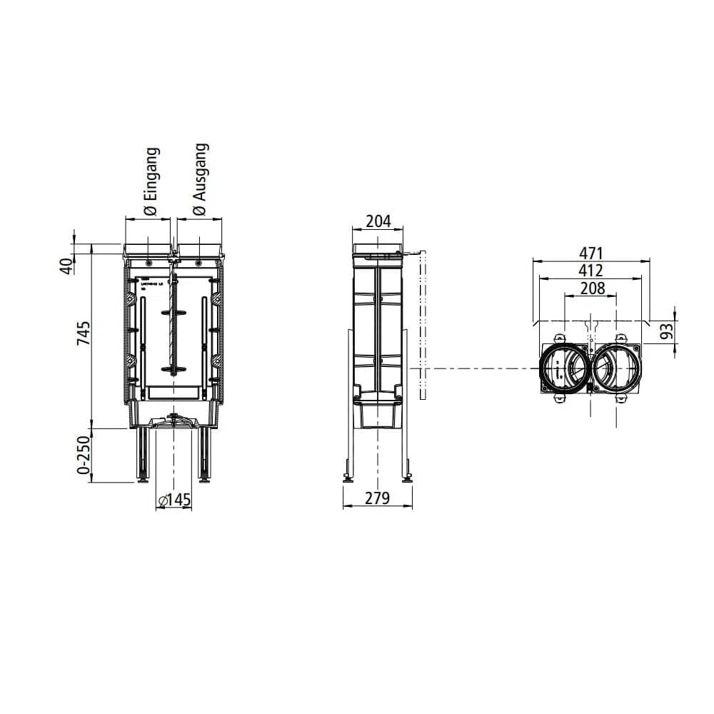 Nachheizkasten LEDA LHK Guss Höhe 74,5cm Ø 180mm/160mm
