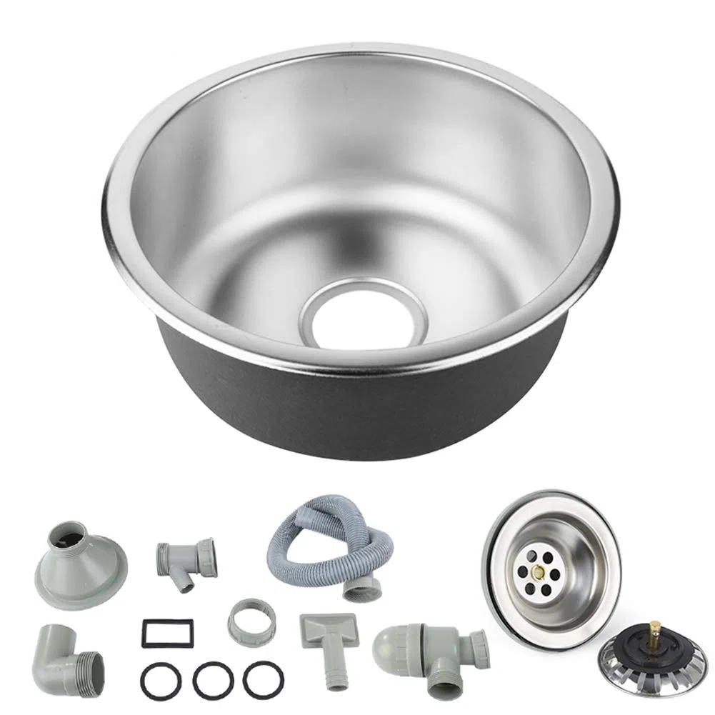 Edelstahlspüle Campingspüle - Einbauspüle und Aufbauspüle - Spülbecken, Küchenspüle [Energieklasse B] (41 * 41 * 20cm-Silber)