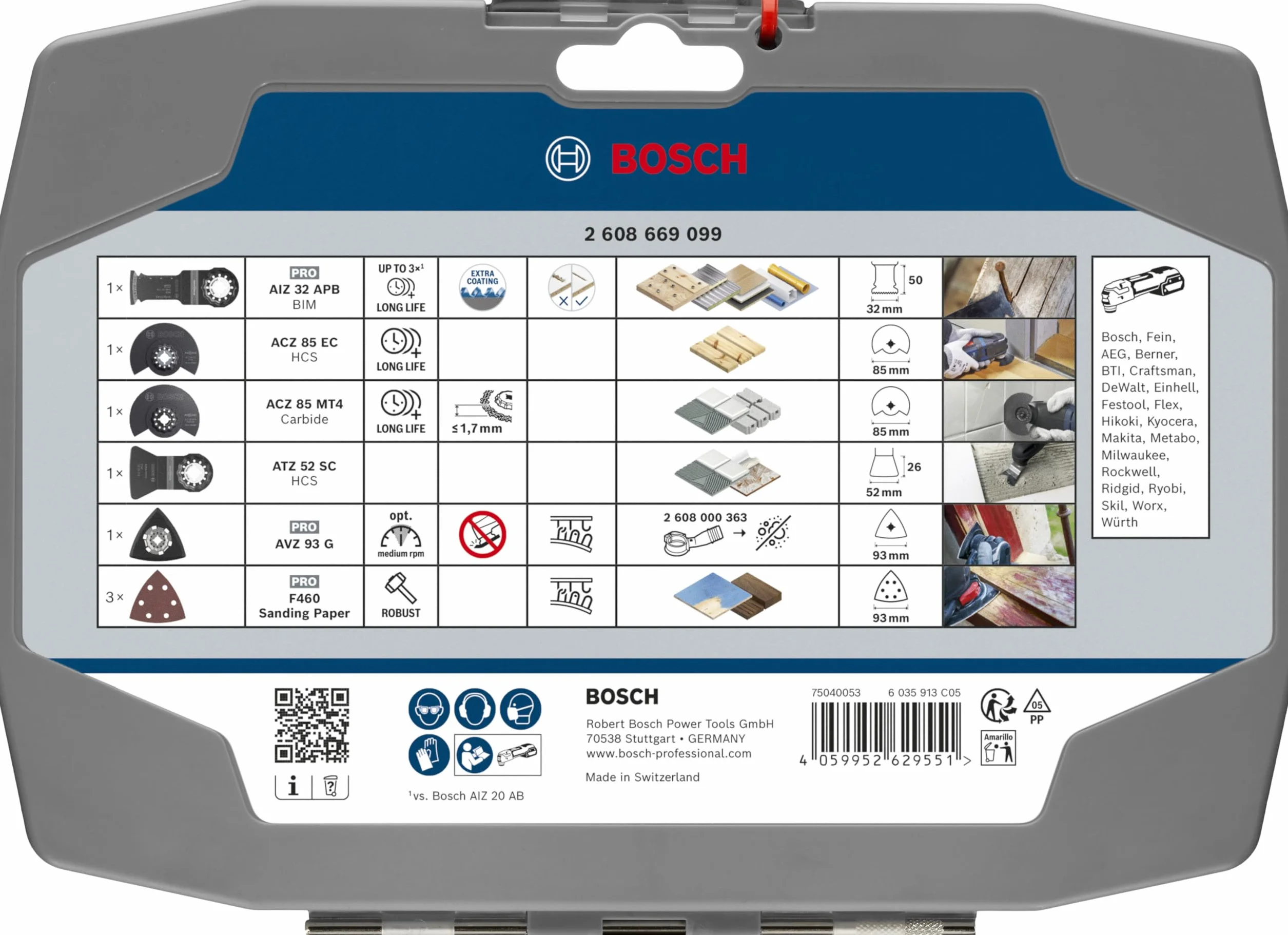 Bosch 8x Renovierungs-Sägeblatt-Set, 8-tlg. (für Holz mit Nägeln, Sandwich-Metall, 160 x 222 mm, Professional Zubehör Multifunktionswerkzeug)