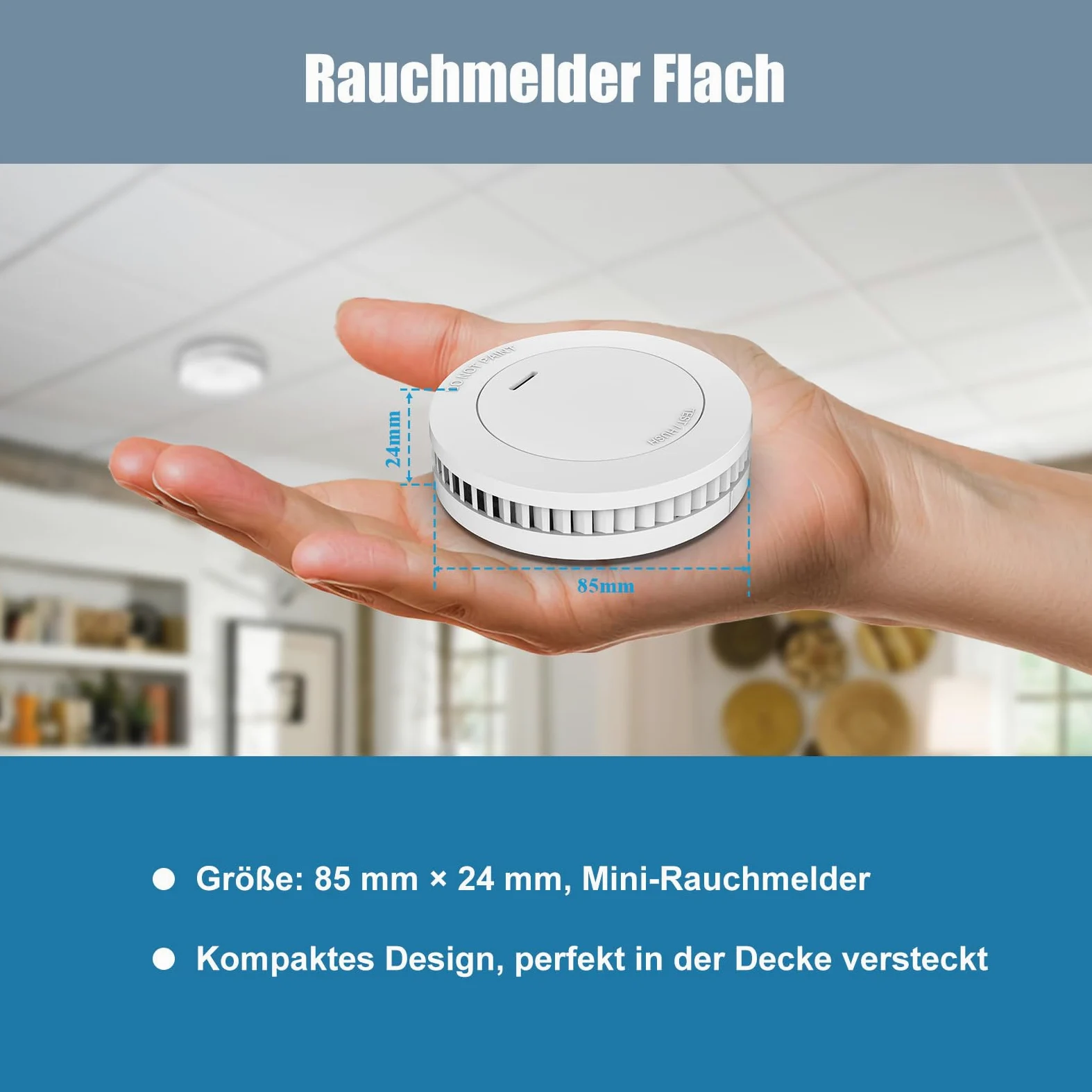 Tüvrheinland Rauchmelder 10 Jahre Batterie Magnethalter Ohne Bohren Feuermelder 4 Stücke EN14604