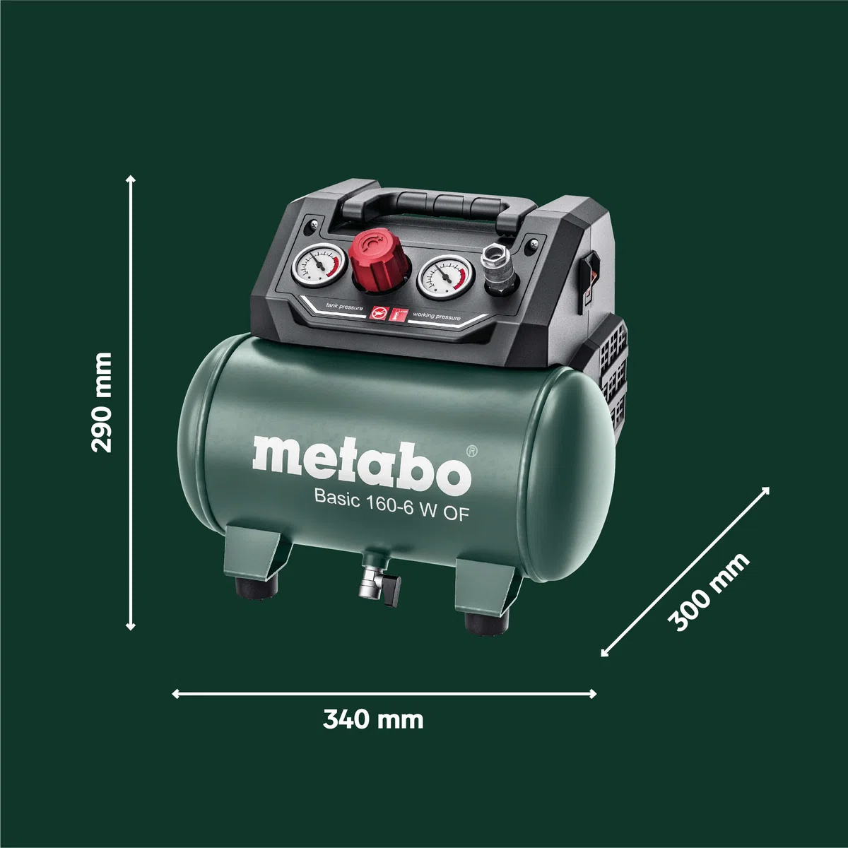 metabo Kompressor Basic 160-6 W OF, 6 l Druckluftkompressor, Tragbar