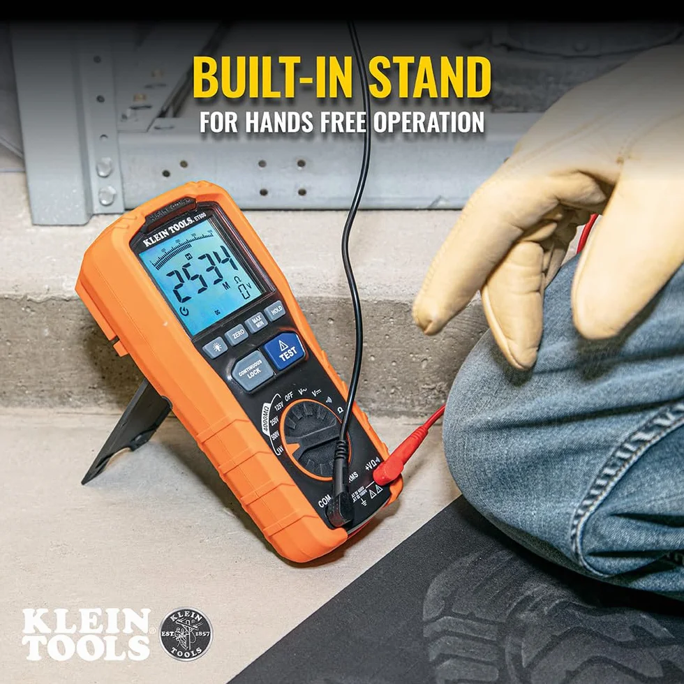Klein Tools ET600 Isolationsprüfgerät | Bis 4000 MΩ | 125 V 250 V 500 V und 1000 V Prüfspannung | TRMS | CAT IV 600 V CAT III 1000 V