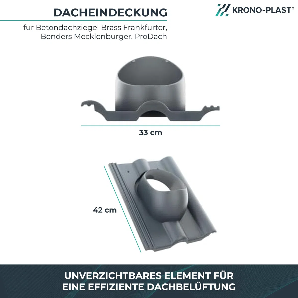 Entlüfterkamin HIVENT 125 mm Betondachziegel Dachentlüftung Ziegelrot