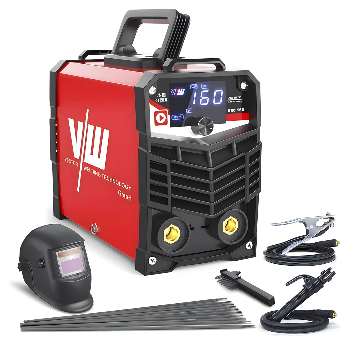 VECTOR WELDING Elektroden Schweißgerät MMA 160A - Schweißgerät Elektrode - Inverter Schweissgerät - Digitales Display - Einsteigergerät - Elektro Schweißgerät - IGBT ARC 160