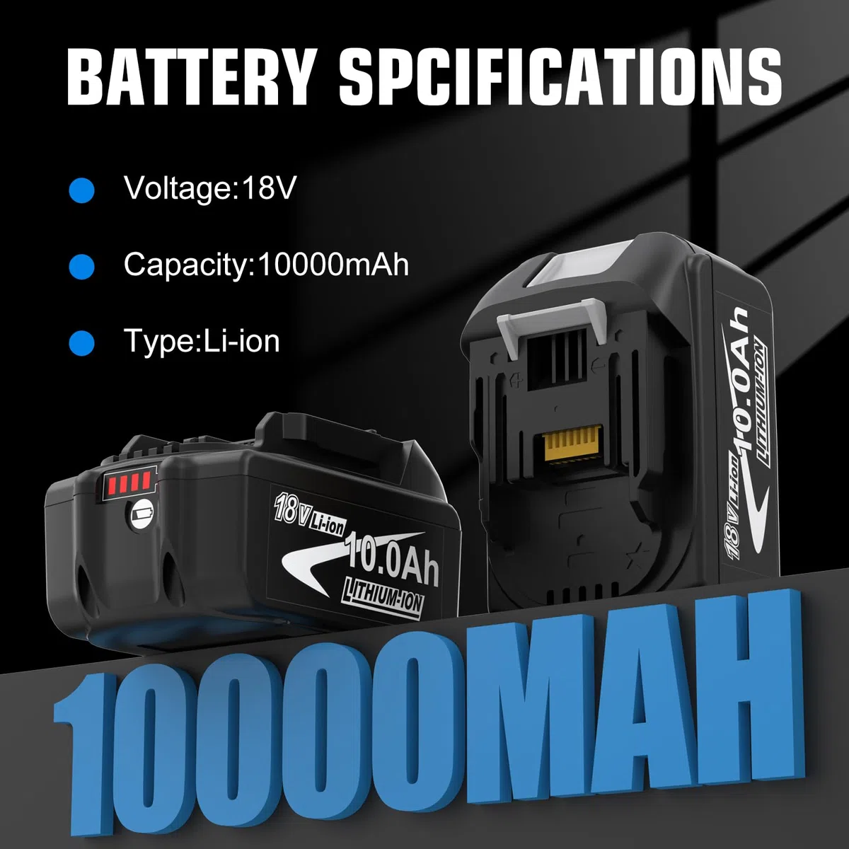 2X10.0Ah Ersatzakku für Makita Akku 18V 10000mAh für BL1860B BL1850B BL1850 BL1860 BL1845 BL1840 LXT-400