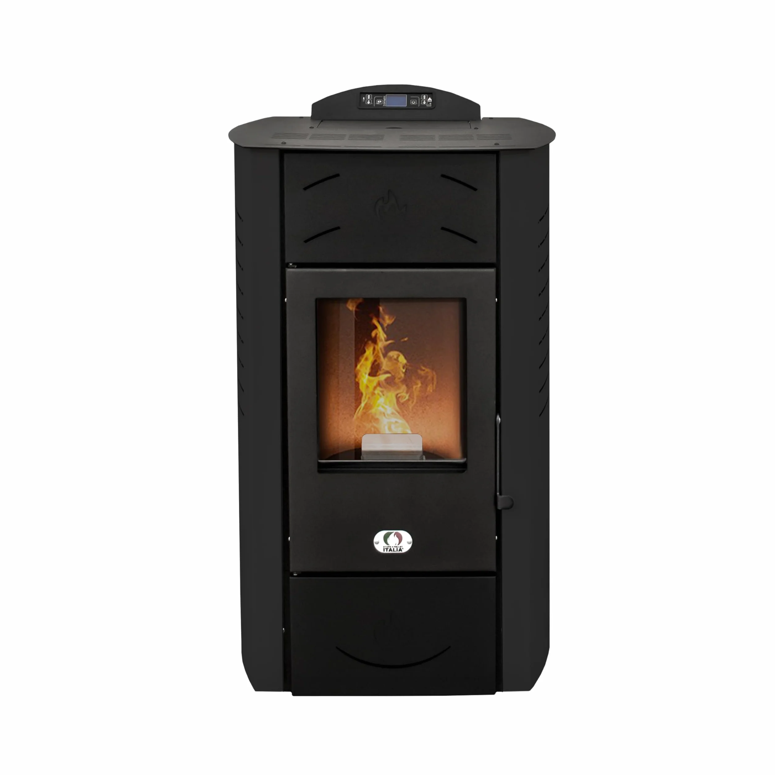 STUFE A PELLET ITALIA Siberia Idro 15 KW WiFi | Hydro-Pelletöfen für Heizung und Warmwasser Effizienz 90% Heizt 90m² Autonomie 20 Std Programmierbar WiFi-Steuerung 5 Kräfte 24 Monate Garantie Schwarz