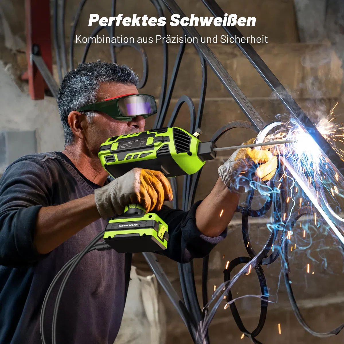 SEESII Handschweißgerät 220 V ARC Schweißgerät für 3,2mm bis 2,4 mm Drahtstangen (mit Schutzbrille) 120A Tragbar Elektroden Schweißgerät mit IGBT Wechselrichter 5 Variable, Lichtbogenschweißgeräte