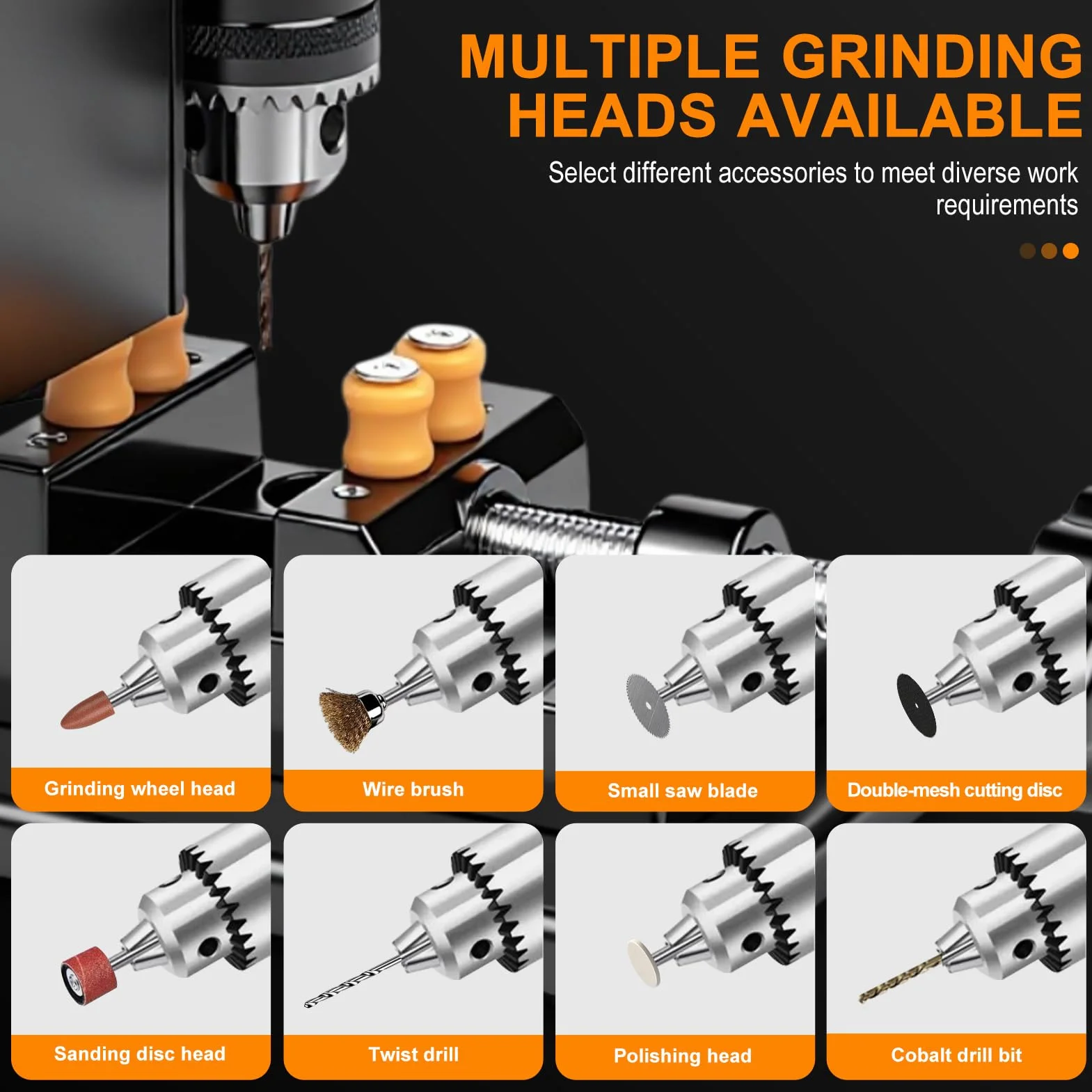 Mini Tischbohrmaschine, 200W Standbohrmaschine, Ständerbohrmaschine Klein 4000rpm, 7 Gang Einstellbare, 775 Motor, Flexiblem Wellenaufsatz, Bohrhub 50mm für Holz, Metall, Kunststoff, Aluminium