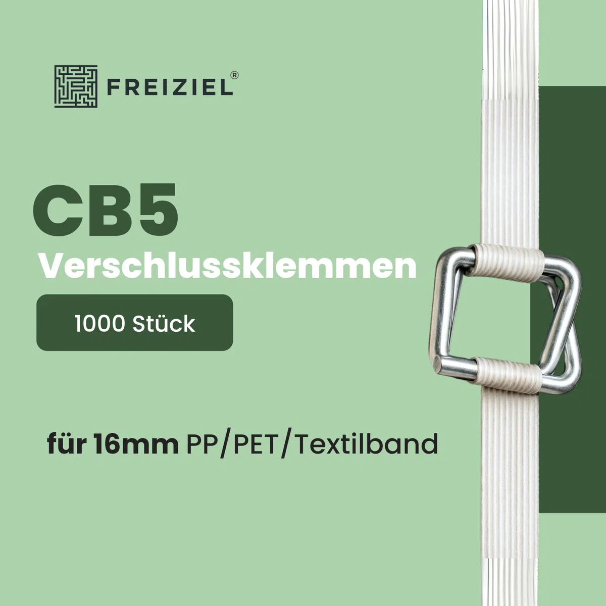 1000 Stück CB5 Draht Verschlussklemmen 16mm aus Metall für PP/PET/Textilband