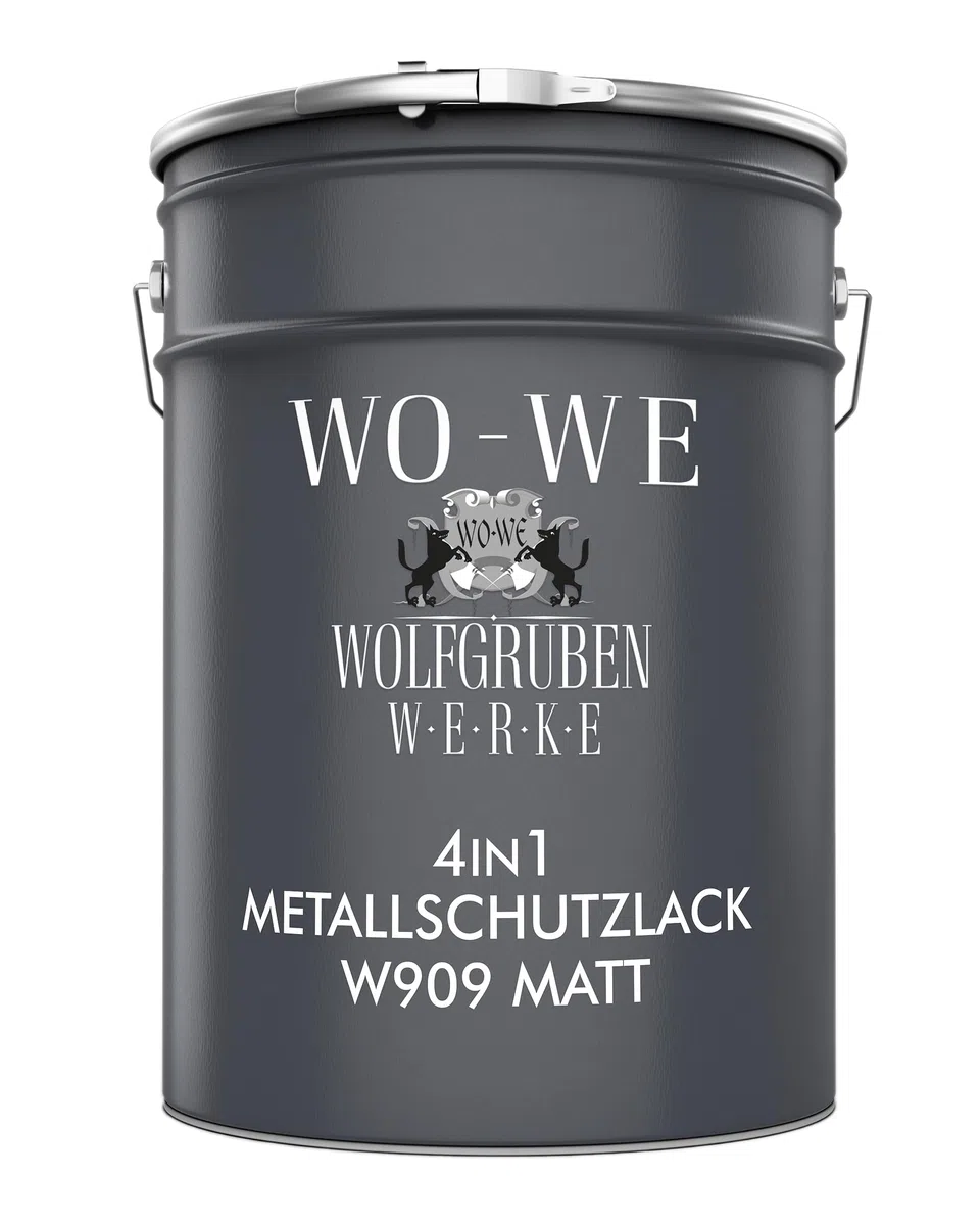 WO-WE Metallschutzlack 4in1 Metalllack Metallfarbe Metallschutzfarbe MATT W909 Anthrazitgrau - 2.5L