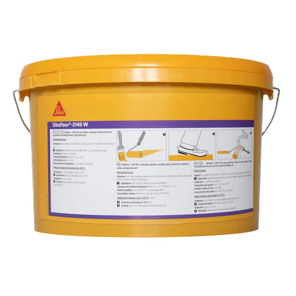 Sika – Bodenbeschichtung zur Versiegelung von Keller- & Lagerräumen – Sikafloor-2140 W -Betongrau – Hochdeckend, strapazierfähig, wasserverdünnbar – Verarbeitungsfertig – Seidenmatter Glanz – 5 l