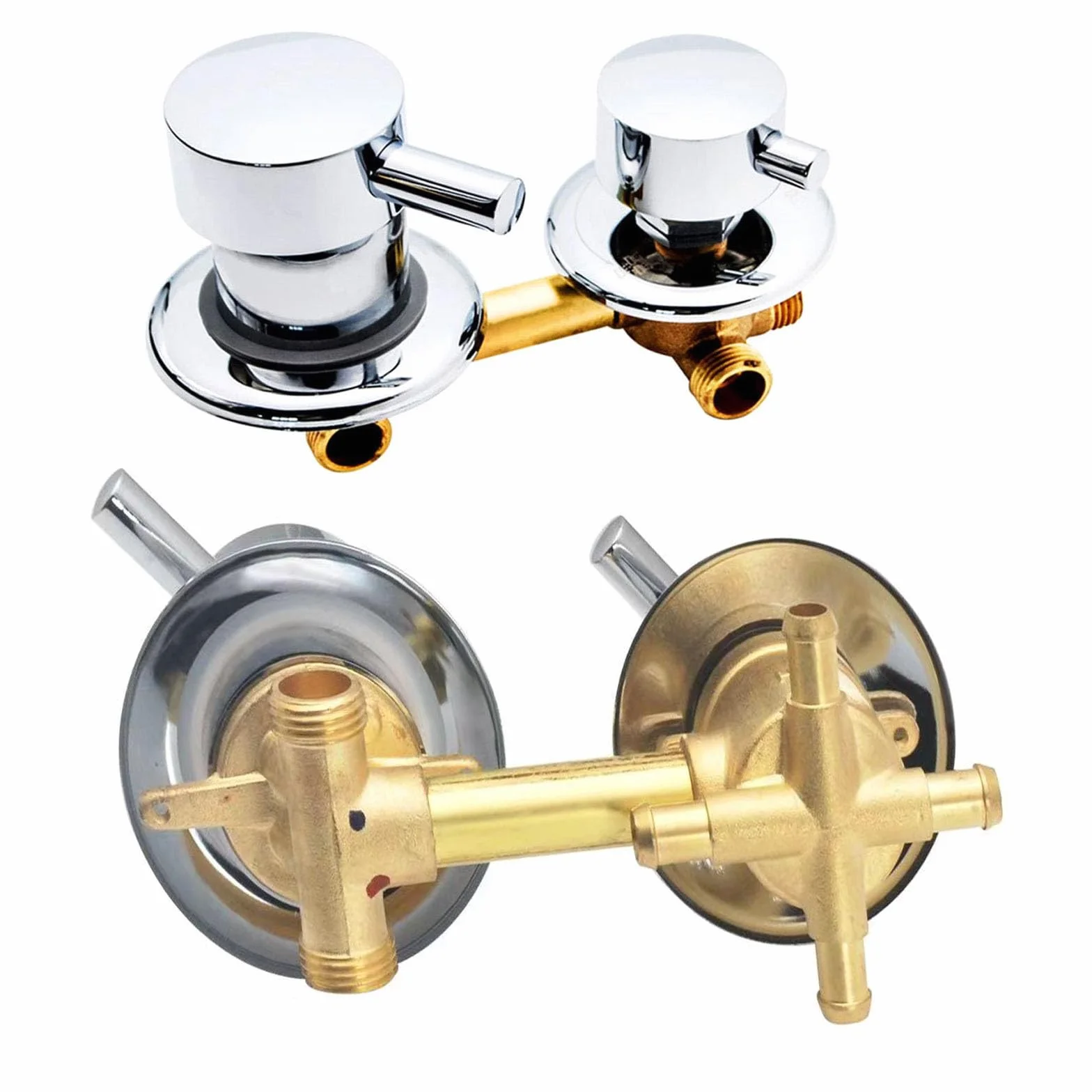 Brausemischer aus Messing mit Filter, 2/3/4/5-We für kaltes und heißes Wasser, verstellbarer Mittelabstand 9/10/12,5/14,5 cm (12–12,5 cm, 4 Auslassoptionen)