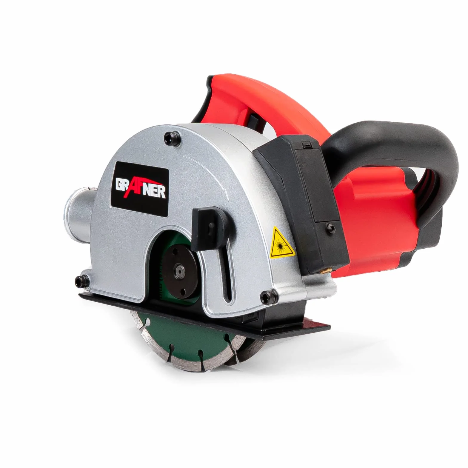 Grafner Mauernutfräse mit Laser, kraftvolle 1700 Watt mit 4000 U/min, incl. 2x Ø 150 mm Diamant-Trennscheiben, Staubabsaugung, Nutbreite 14-29mm, Nuttiefe 10-40mm, Mauerfräse Schlitzfräse