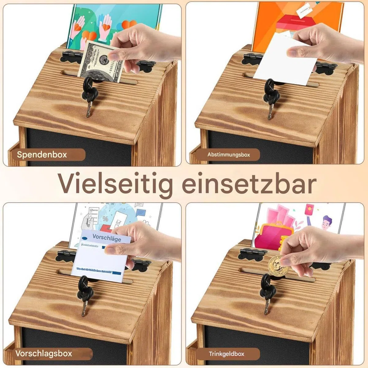 Wahlurne,Holz Spendenbox Mit Und Schloss | Wandmontierter Vorschlag Organizer Für Kommentare Gebetsanfragen Abstimmungen Sparentipps Verlosung Trinkgeld