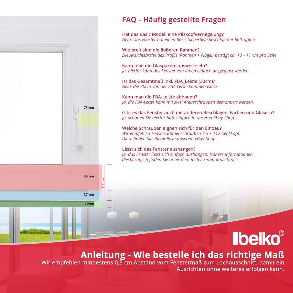 Kellerfenster - Kunststoff - Fenster - weiß - BxH: 100 x 70 cm - DIN links - 2-fach-Verglasung - Lagerware