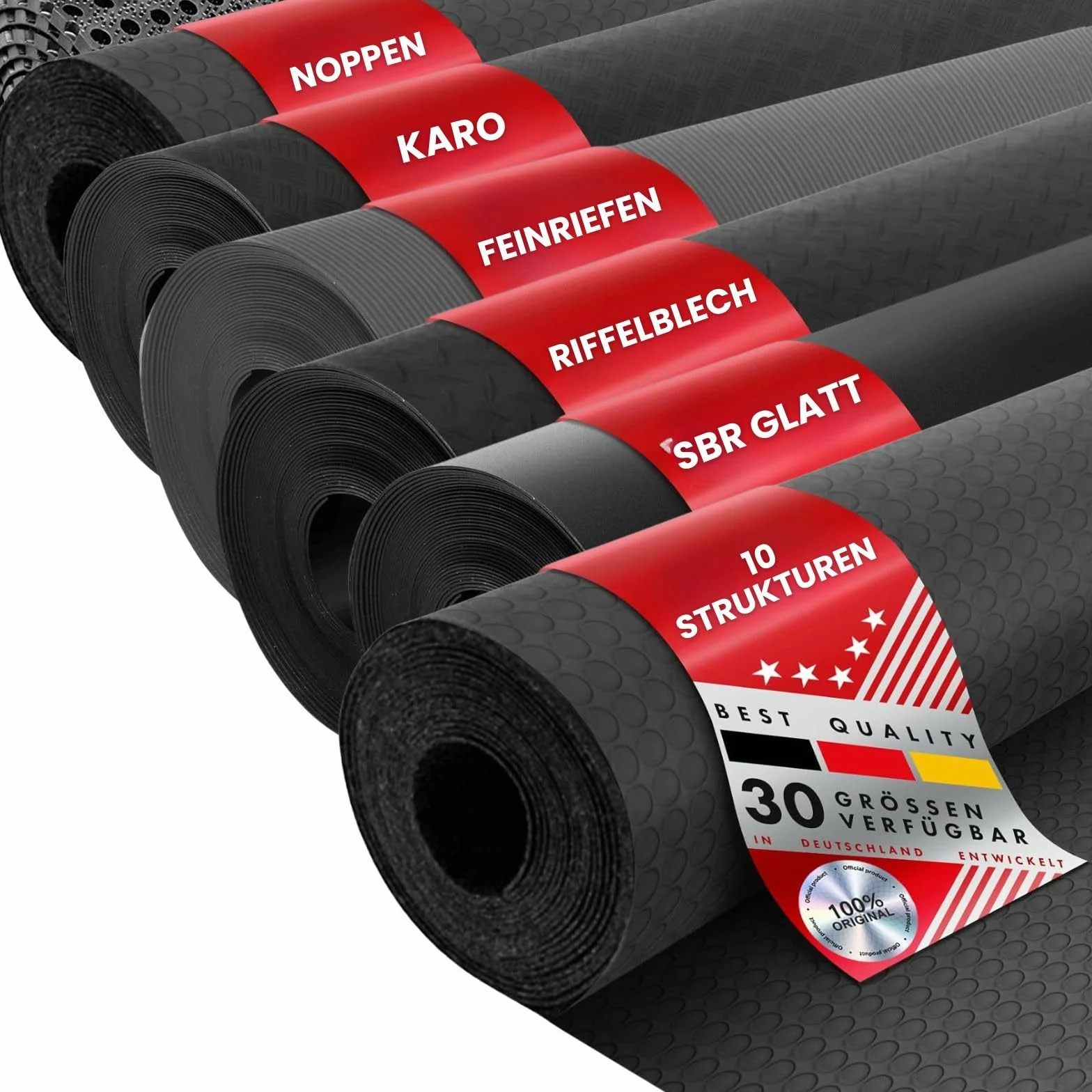 Floordirekt Gummimatte Meterware - Gummiläufer in vielen Strukturen - Antirutschmatte - Bodenbelag (Orange-Peel GW3006, 100x700 cm)