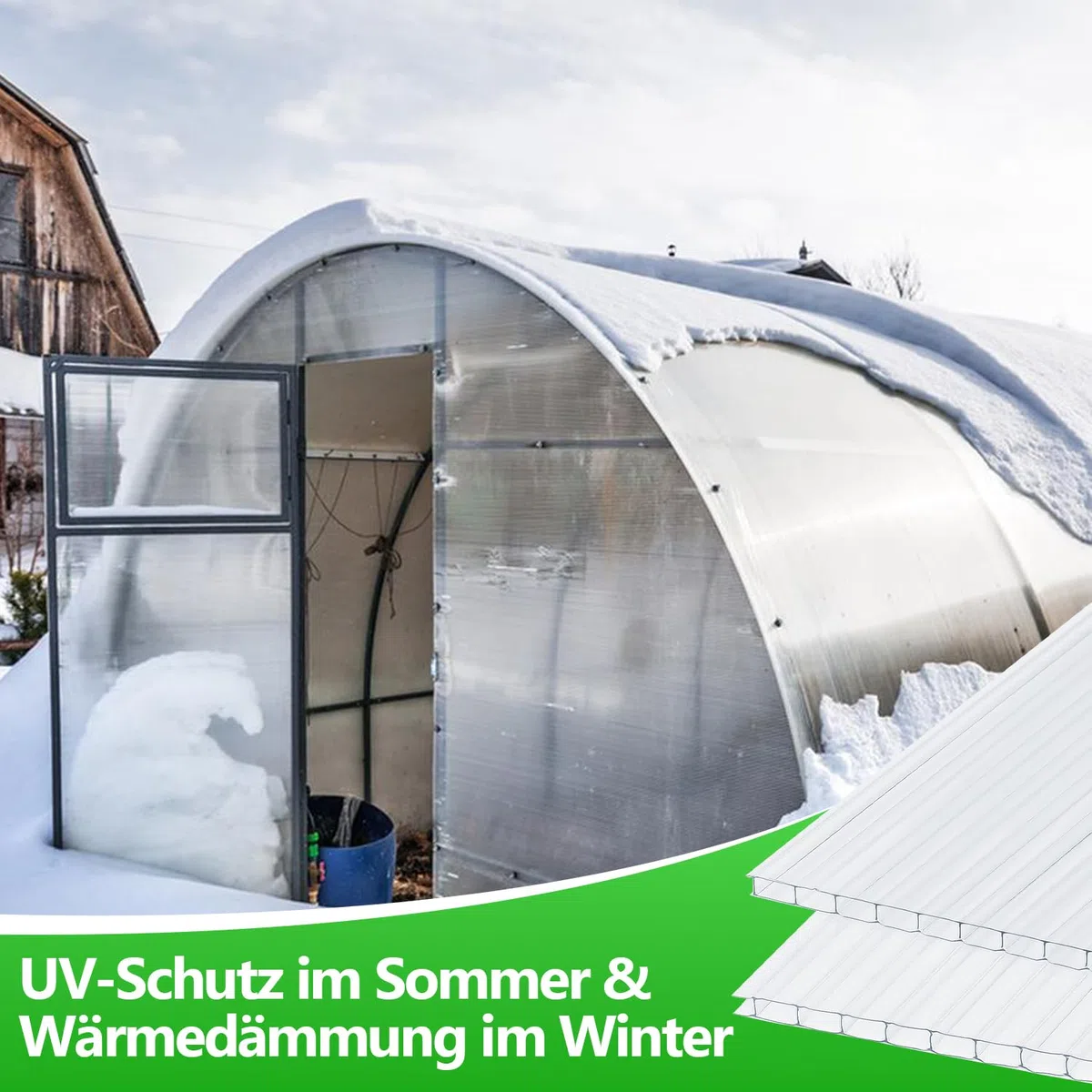 10x Polycarbonat Hohlkammerstegplatten 8mm, 60.5 x 121 cm Zuschneidbarer, Gewächshausplatten UV-beständigen für Gewächshaus Gartenbau Treibhaus Ersatzplatten