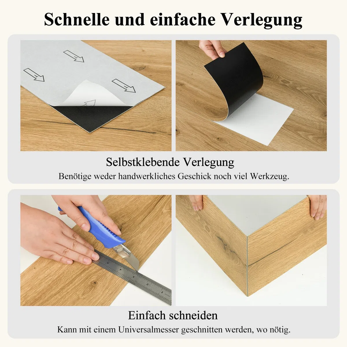 Mysflosy Vinylboden Selbstklebend, PVC Bodenbelag holzoptik wasserdicht, Eiche Europäische 15,24 cm x 91,44 cm vinyl bodenbelag, 36 Dielen, Abdeckung 5 m²