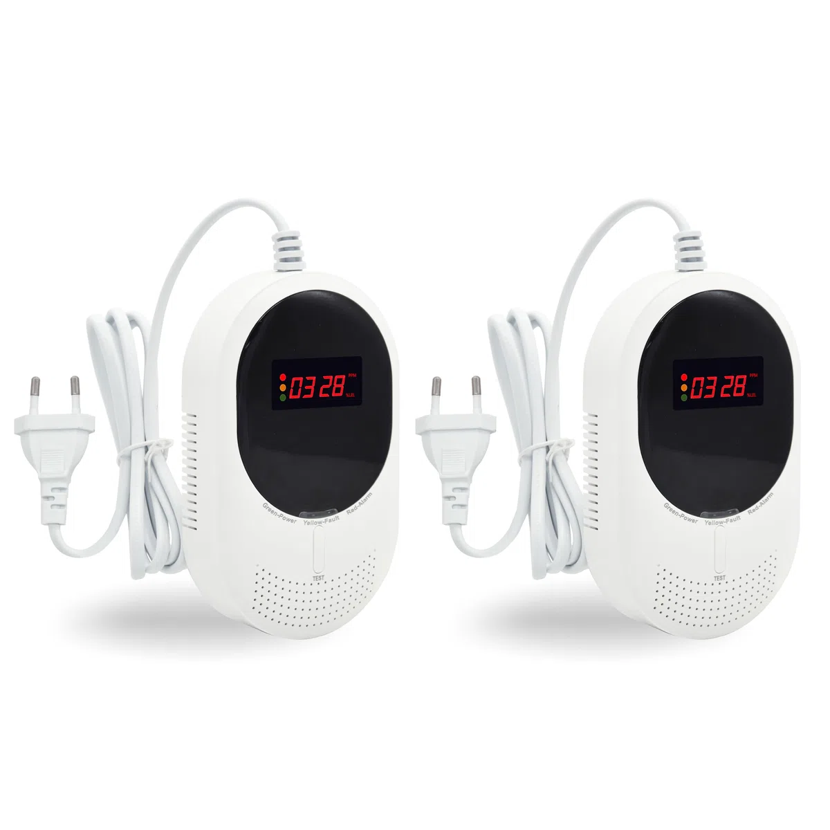 Kohlenmonoxid & Gasmelder Steckdose – CO Alarm erkennt Methan, Erdgas & Propan, mit LCD Display & 85dB Warnton, EN50291 & EN50194 Zertifiziert, zuverlässiger Gasdetektor für Zuhause (2 Stück)