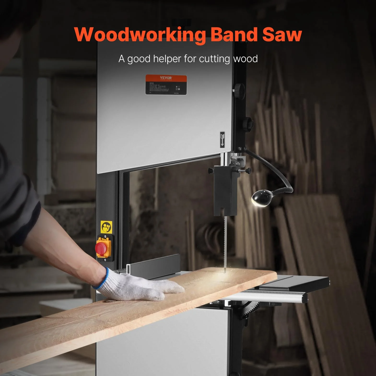 VEVOR Bandsäge, 340 mm, Tischsäge mit Ständer, 440–846 U/min stufenlos machbare Geschwindigkeit, 1100 W 1-1/2 PS, 220 V, für die Holzbearbeitung von Aluminium, Holz, Metall & Kupfer