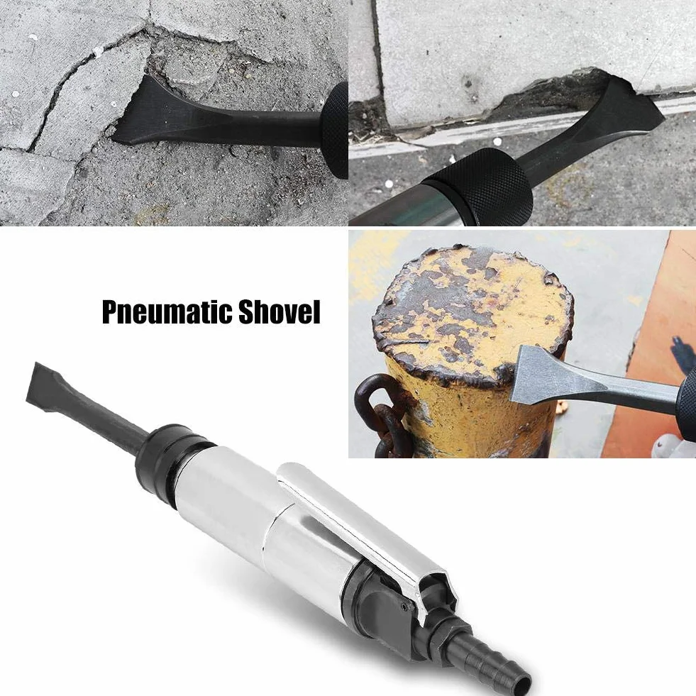 Pneumatischer Meißelhammer 1.5J Schlagkraft 25mm Zylinder Luftverbrauch 7l/s Für Sandstrahlen Schweißschlacke Und Steinbearbeitung Mit Geradem Und Gebogenem Meißel