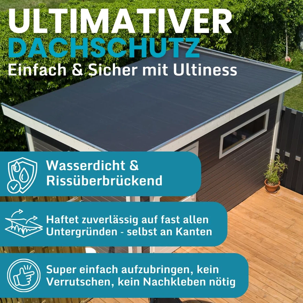 Dachfolie Aluminium selbstklebende Folie, Alternative zu Dachpappe | selbstklebend, KSK Dachbahn für Schuppen, Carports, Folie selbstklebend silbergrau 5 x 1 Meter, Bitumenbahn, Wasserdicht, Alu
