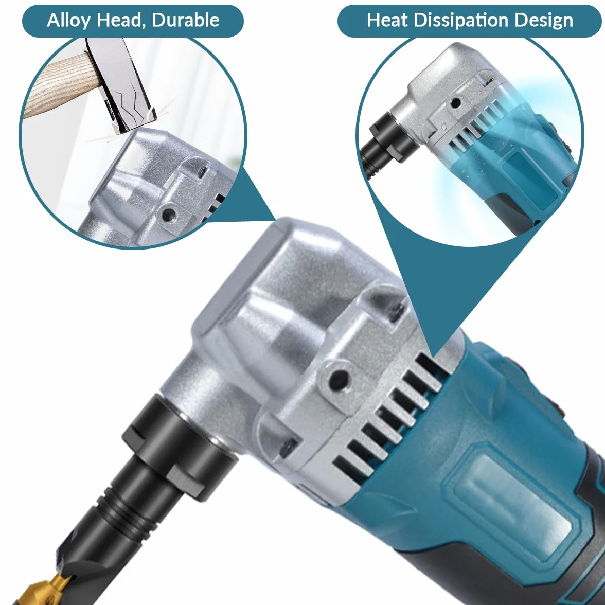 Blechknabber Kompatibel mit Makita 18v Akku, 360° Drehbarer Knabberkopf, 3 Geschwindigkeiten Einstellbar Knabber, Metallschere Blechknabber Zum Schneiden Von Edelstahl, Aluminium