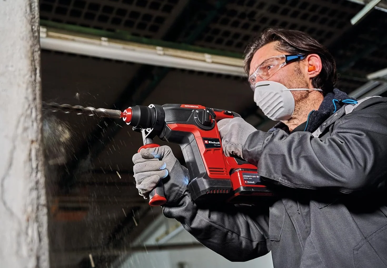 Einhell Professional Akku-Bohrhammer TP-HD 18/26 Li BL-Solo Power X-Change (18 V, Brushless, 2,6 J, SDS-plus, 26 mm Bohrleistung in Beton, 4 Funktionen, Koffer, ohne Akku)