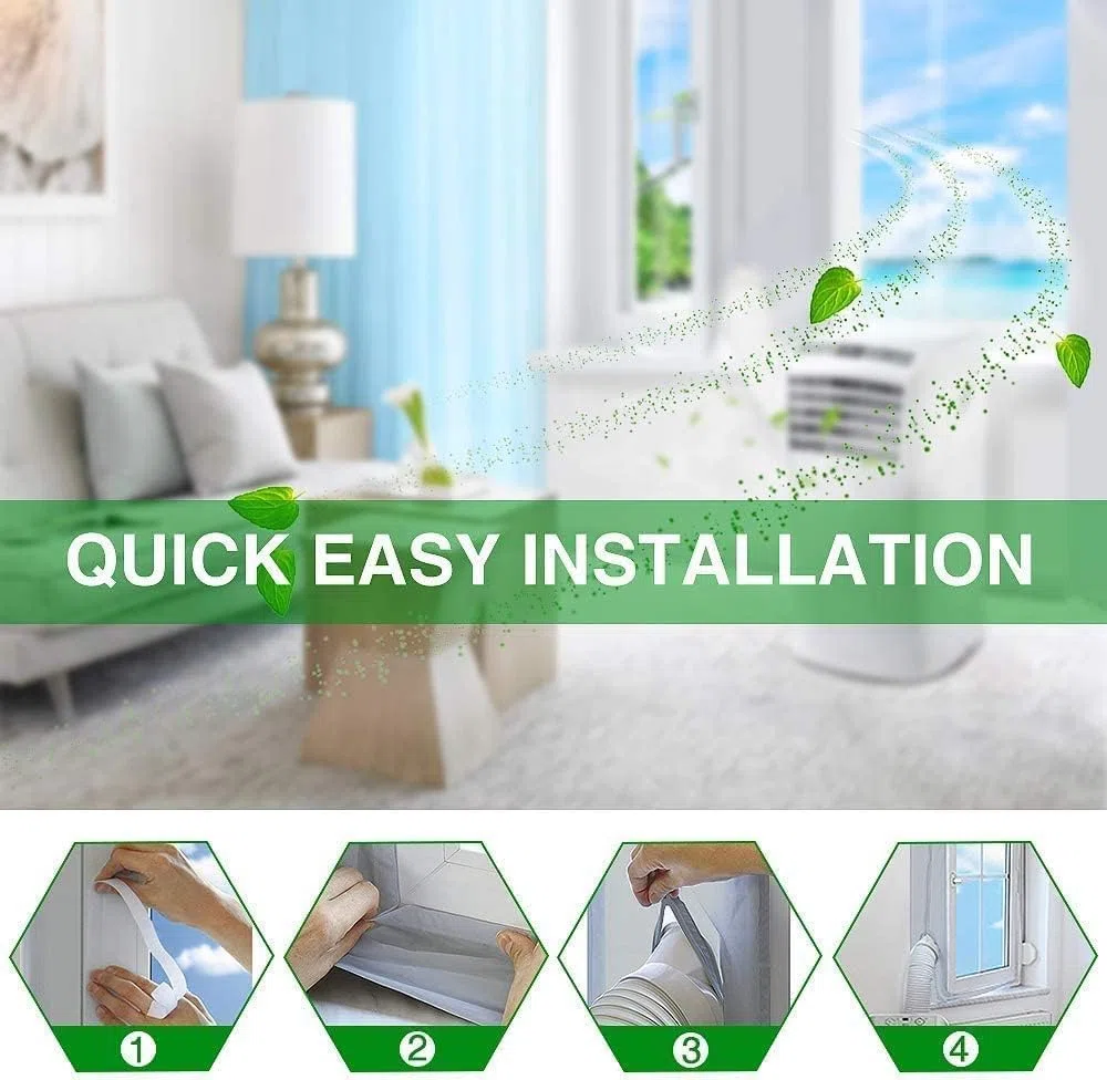 Fensterabdichtung für mobile Klimageräte, Klimaanlagen & Wäschetrockner – Flexible Dichtung 400cm