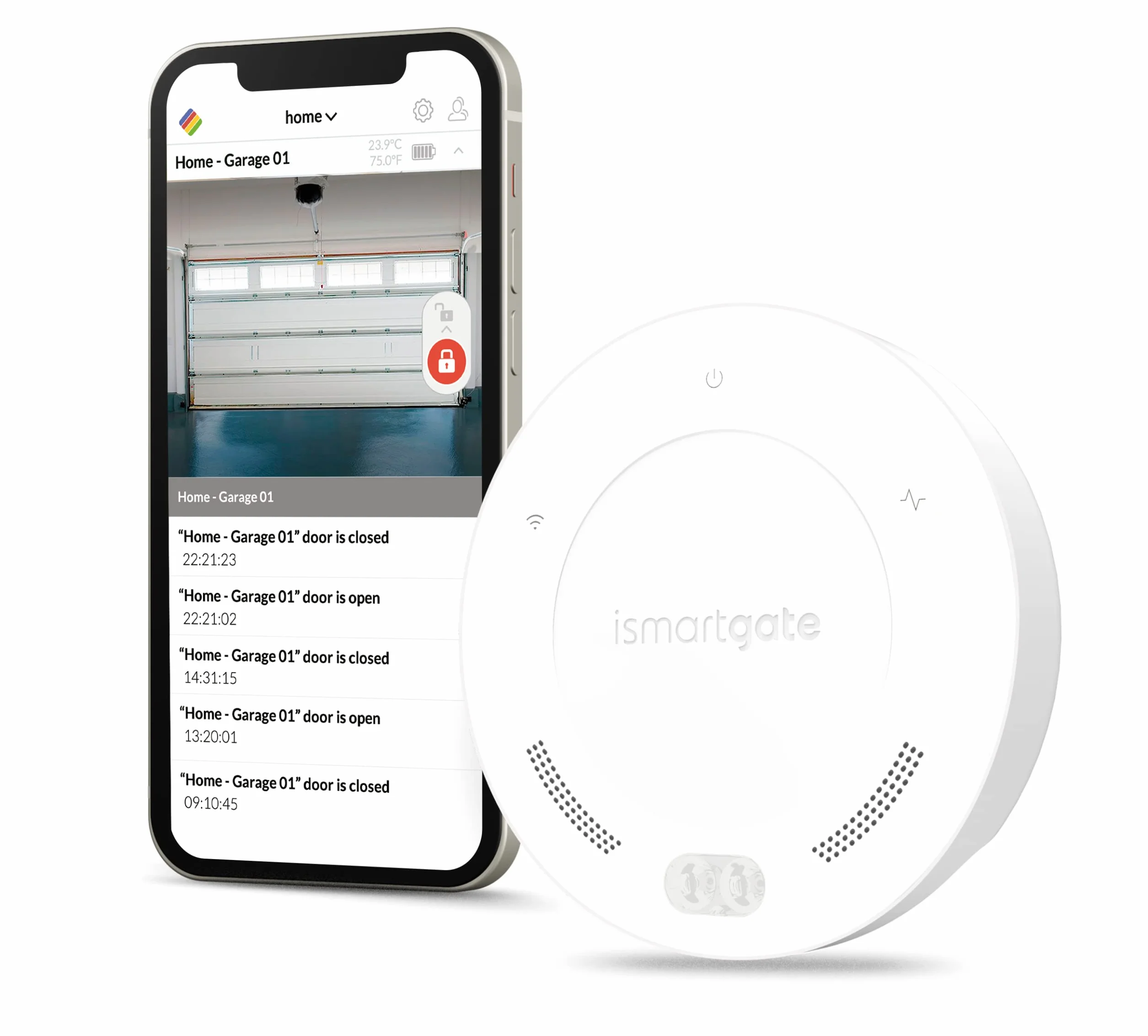 ismartgate Mini Smart WLAN Garagentoröffner kompatibel mit Amazon Alexa, Google Home, Samsung SmartThings und iFTTT.