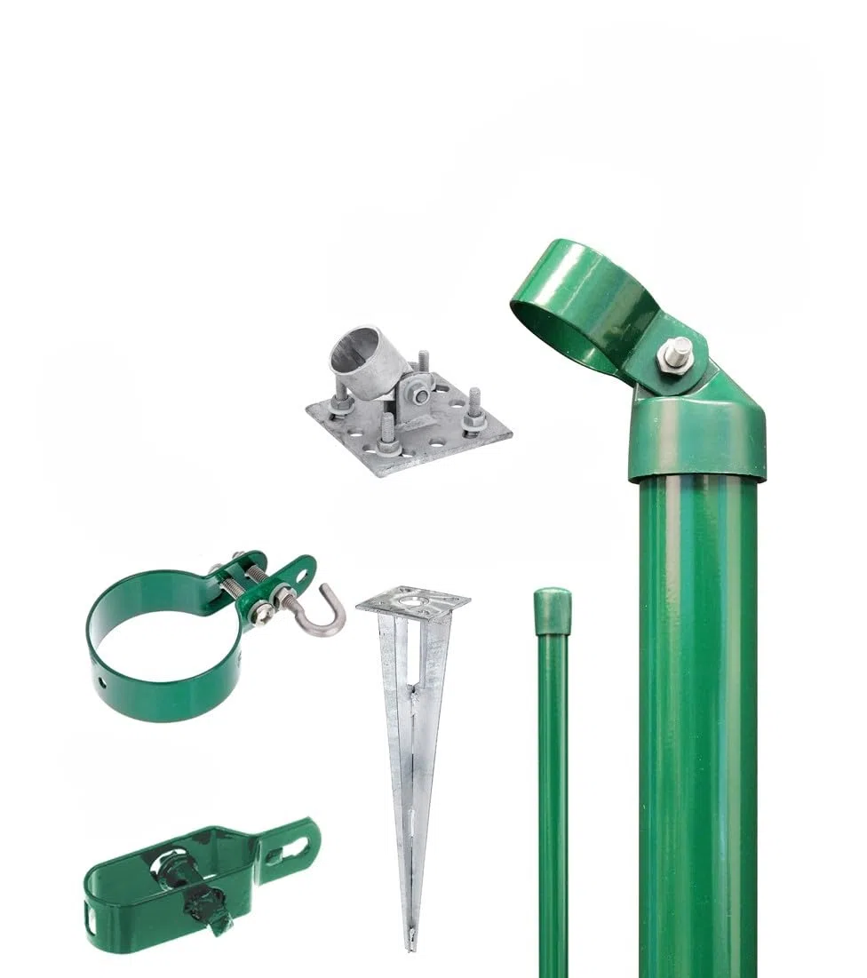 Alberts 601607 Zauneck-Set für Maschendrahtzaun | zinkphosphatiert | mit Bodenhüsle zum Einschlagen | Zaunhöhe 1500 mm