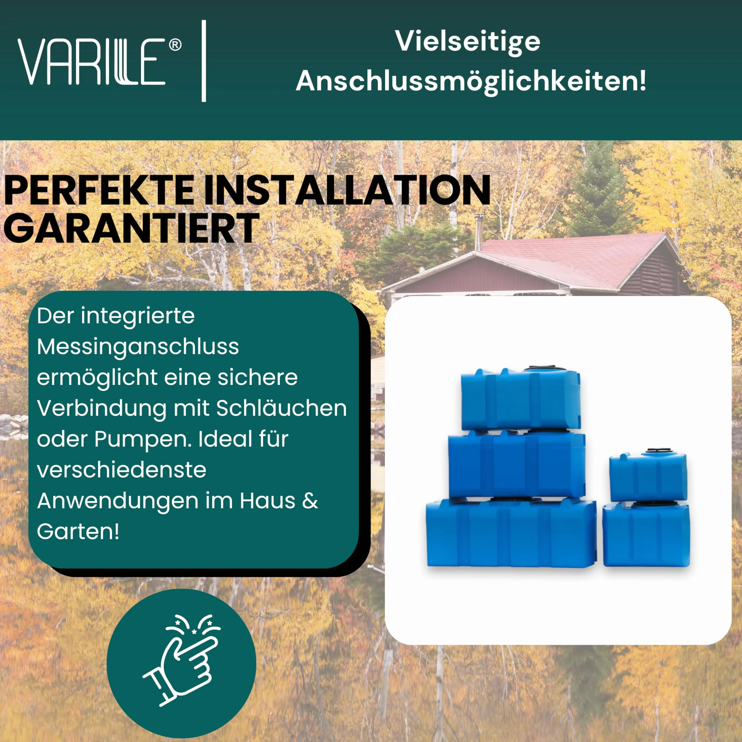 Varile 200L Trinkwassertank in Blau – Lebensmittelecht, BPA-frei, UV-beständig, mit 3/4" Messinggewinde für vielseitige Nutzung